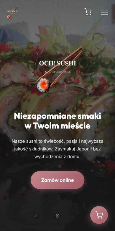 Rzeczywisty mobilny widok strony OCH! SUSHI na telefonie
